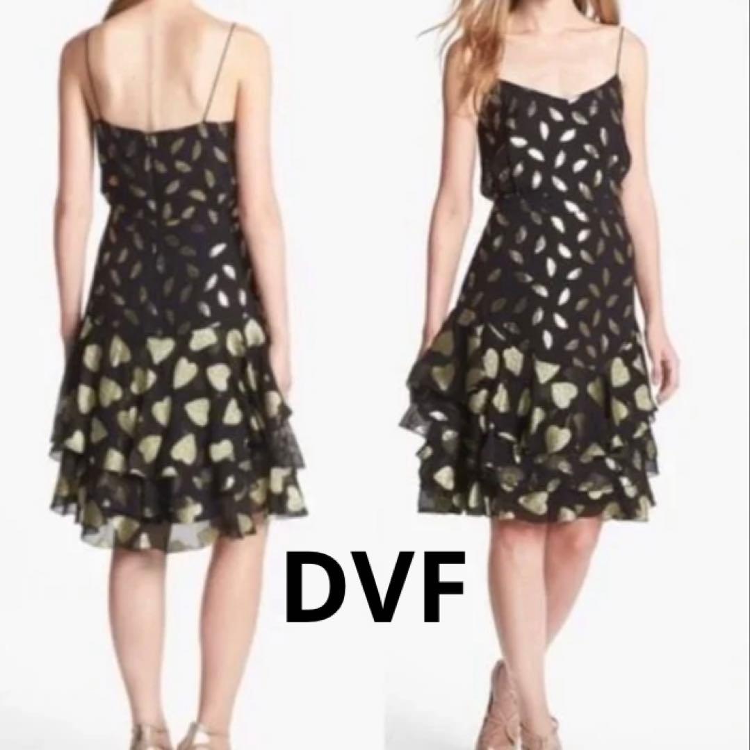 美品　2 Diane Von Furstenberg ゴールド刺繍　ブラック　M