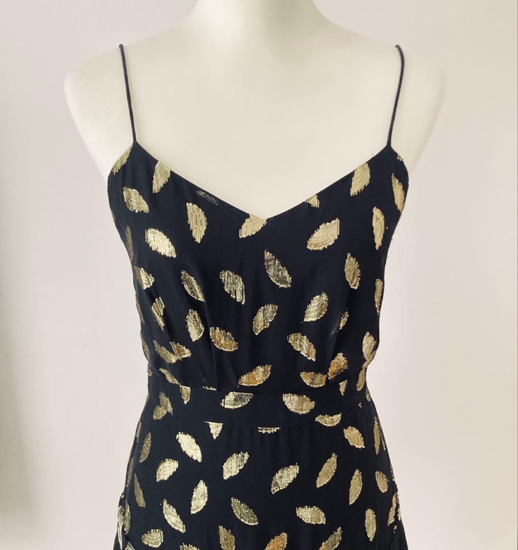 美品　2 Diane Von Furstenberg ゴールド刺繍　ブラック　M