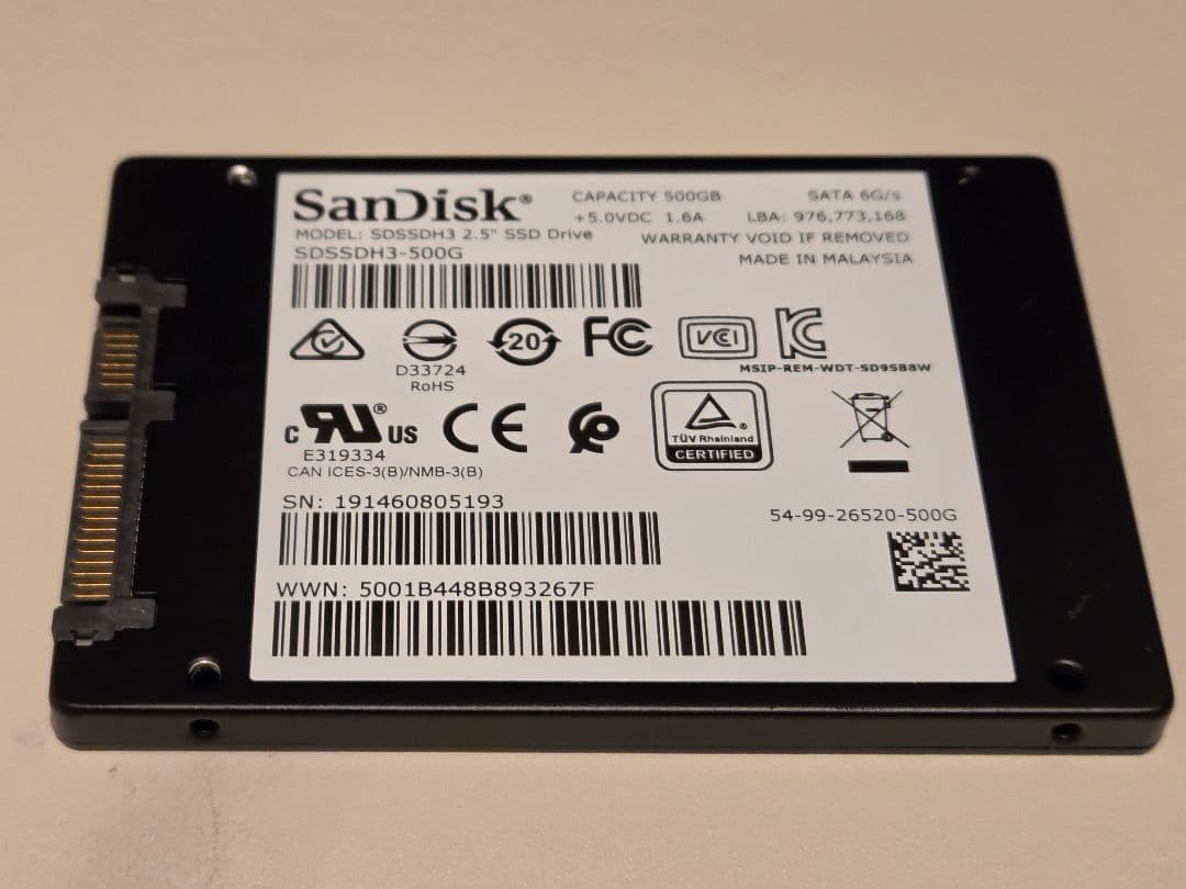 SanDisk Ultra 3D SSD 500GB②◆健康状態92%
