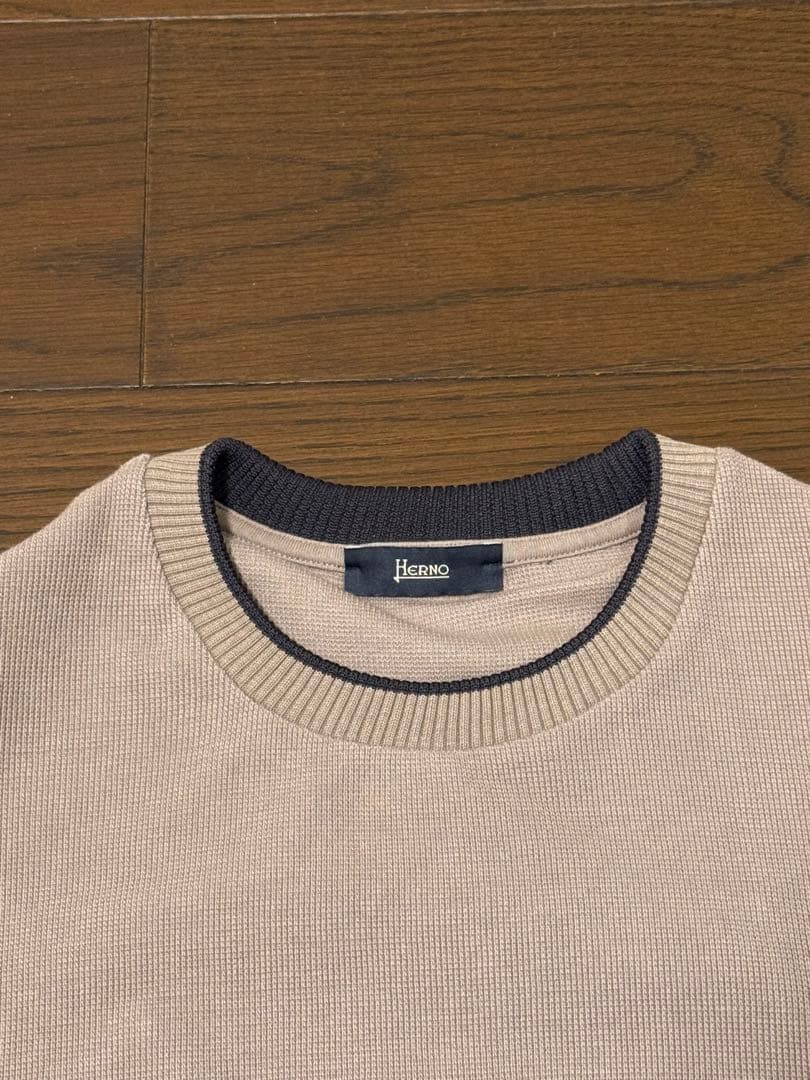 ヘルノHERNO /コットン編みジャージー半袖カットソー/48/トープ