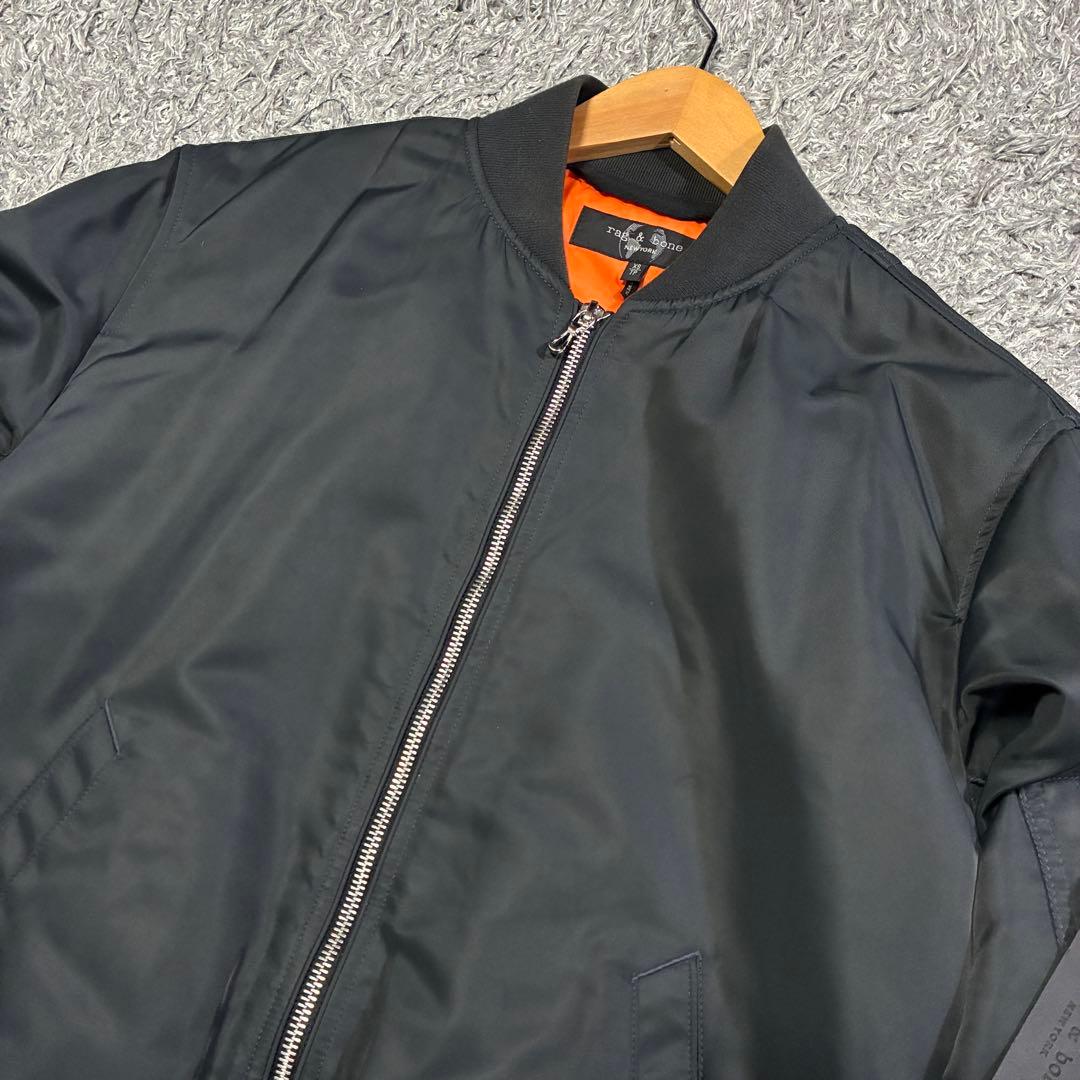 rag&bone MA-1 ボンバージャケット 黒×橙 XS (M相当)