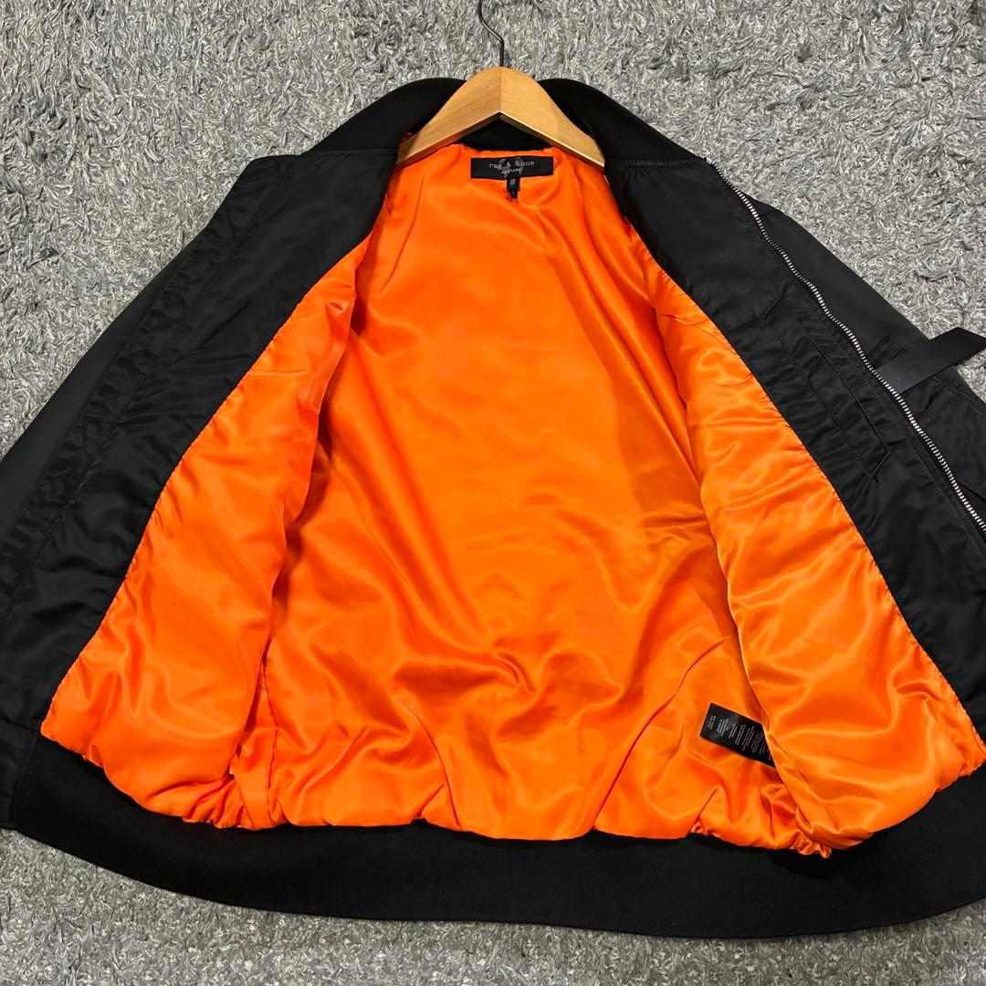 rag&bone MA-1 ボンバージャケット 黒×橙 XS (M相当)