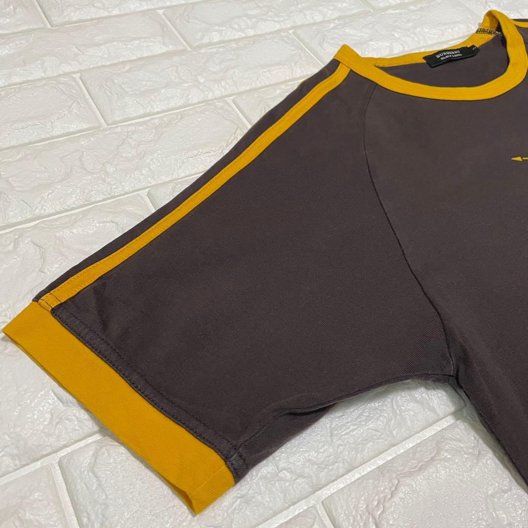 バーバリー ブラックレーベル リンガーネックＴシャツ M ホースマーク 半袖