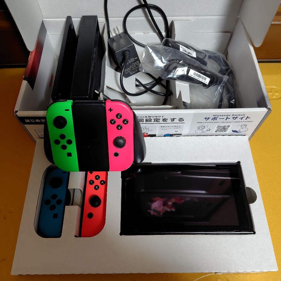 再値下げ:Nintendo Switch 本体 赤/青(ピンク/グリーン付き)