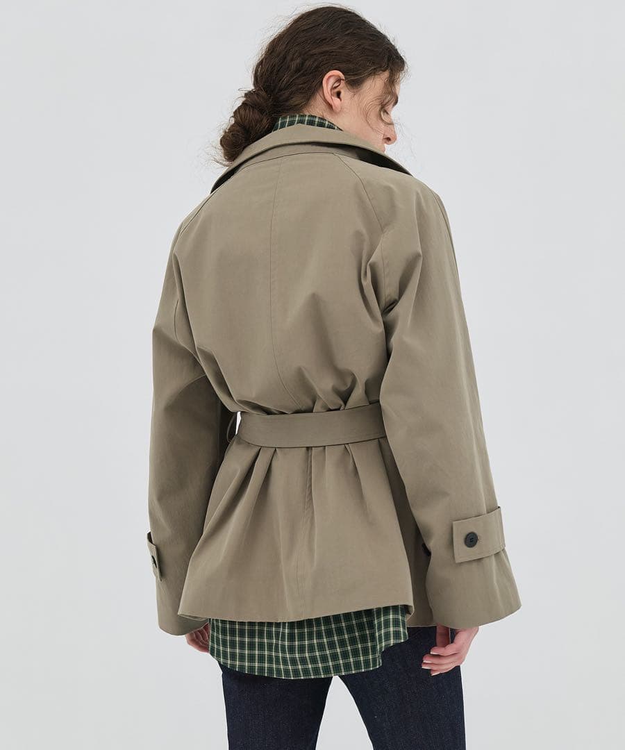 【web完売】ファンネルネックショートトレンチコート/publictokyo