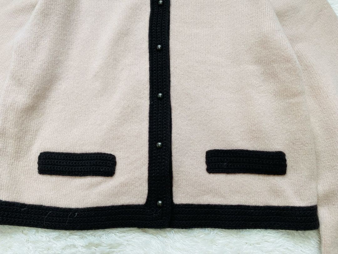 美品　フォクシー　カーディガン　カシミヤ100% 　バイカラー　40 春色