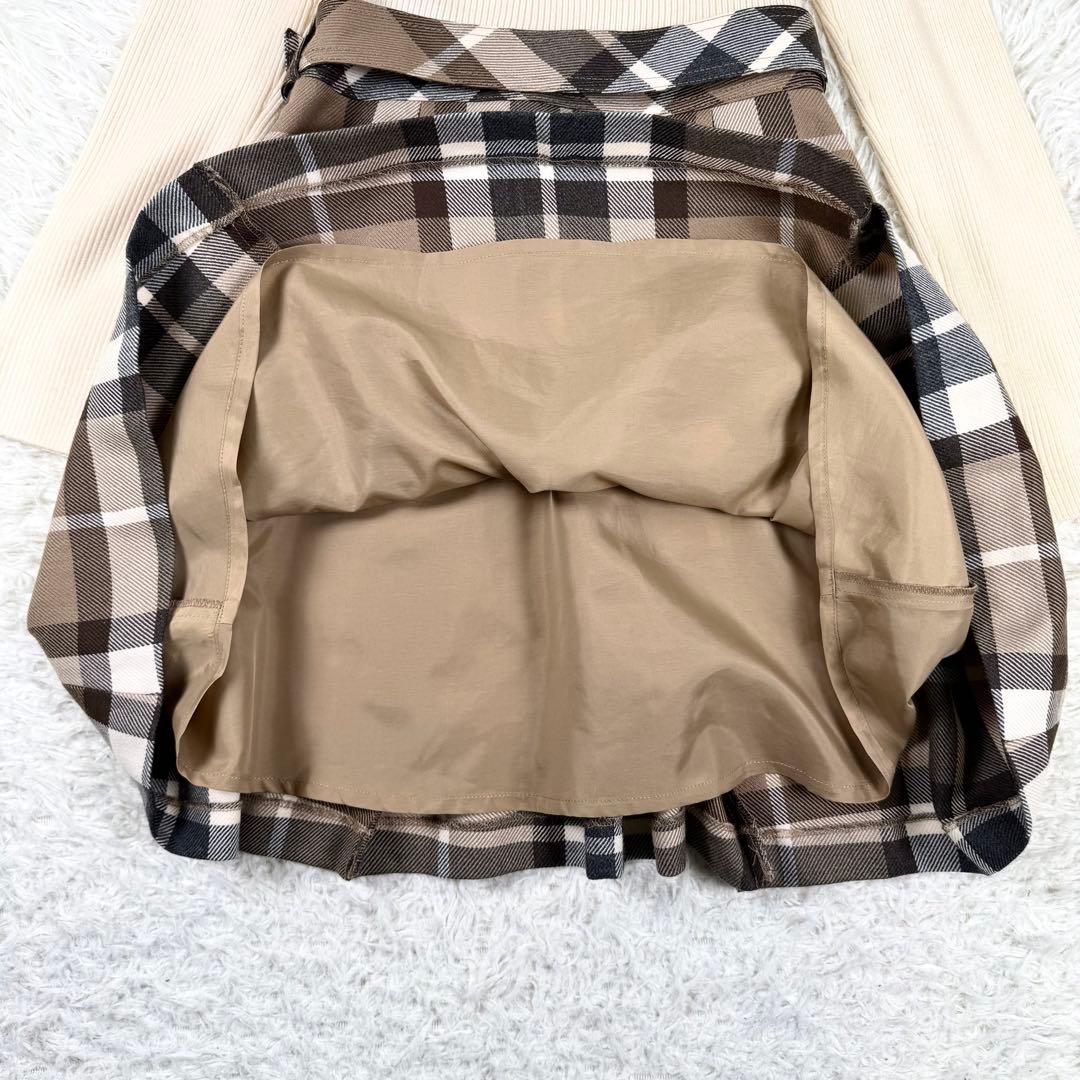 バーバリーブルーレーベル ニットドッキングワンピース ノバチェック Sサイズ