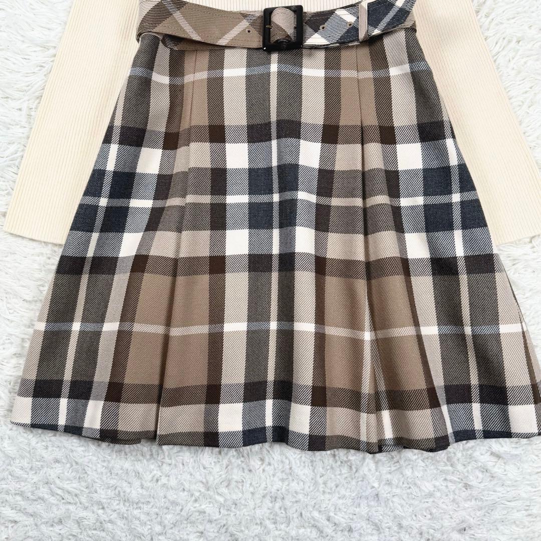 バーバリーブルーレーベル ニットドッキングワンピース ノバチェック Sサイズ