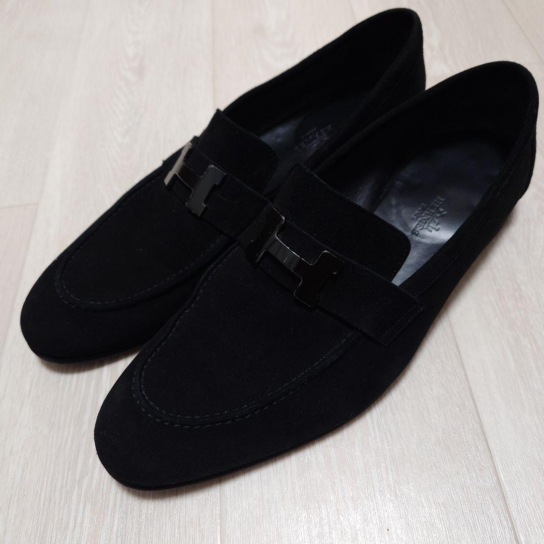 【特別値引】エルメス　モカシン　パリ　黒革スエード　サイズ43