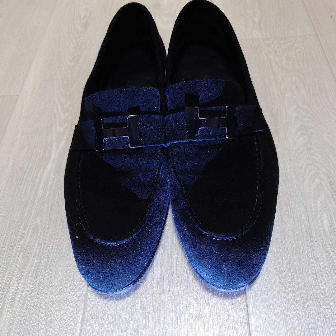 【特別値引】エルメス　モカシン　パリ　黒革スエード　サイズ43