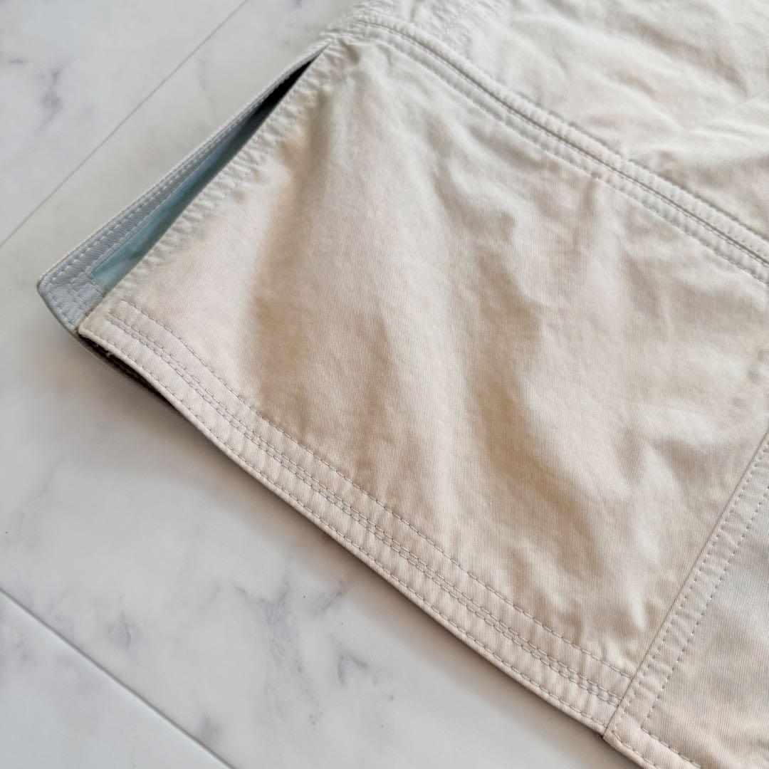 希少★HERMES ロングコート ノーカラー バイカラー フランス製 34