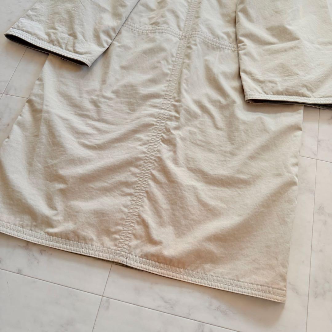 希少★HERMES ロングコート ノーカラー バイカラー フランス製 34