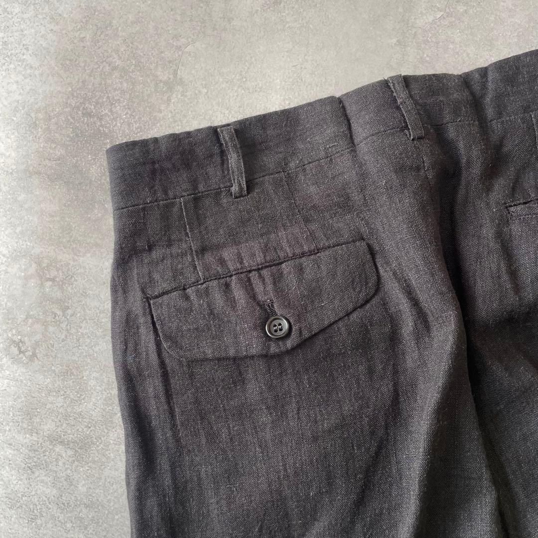 80s COMME des GARCONS リネン 2タック ワイドスラックス