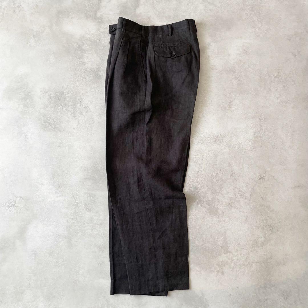 80s COMME des GARCONS リネン 2タック ワイドスラックス