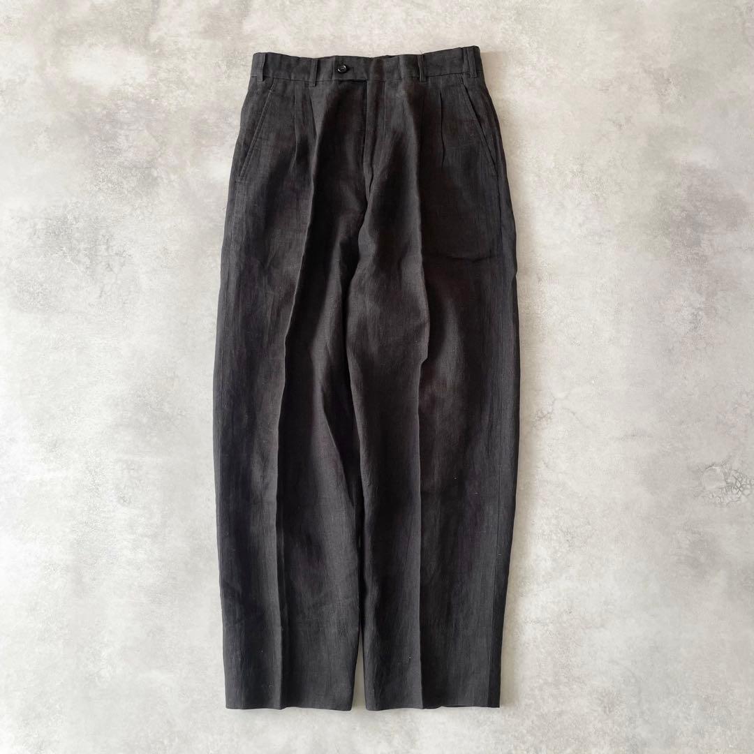 80s COMME des GARCONS リネン 2タック ワイドスラックス