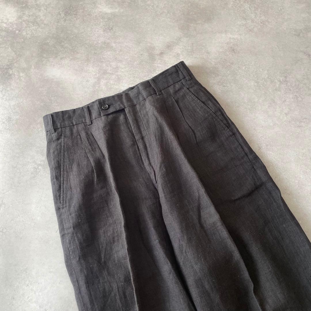 80s COMME des GARCONS リネン 2タック ワイドスラックス