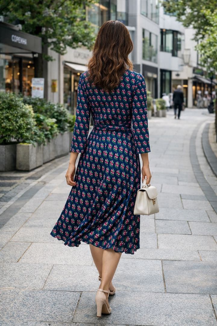 DVF●極美品●シルク100% 総花柄カシュクールIRINAラップワンピース M