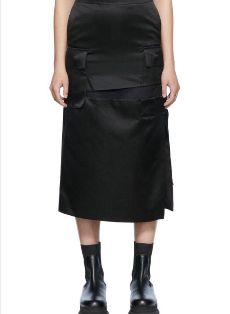 の*ん様 【美品】sacai ブラックサテンタイトスカート サイズ1
