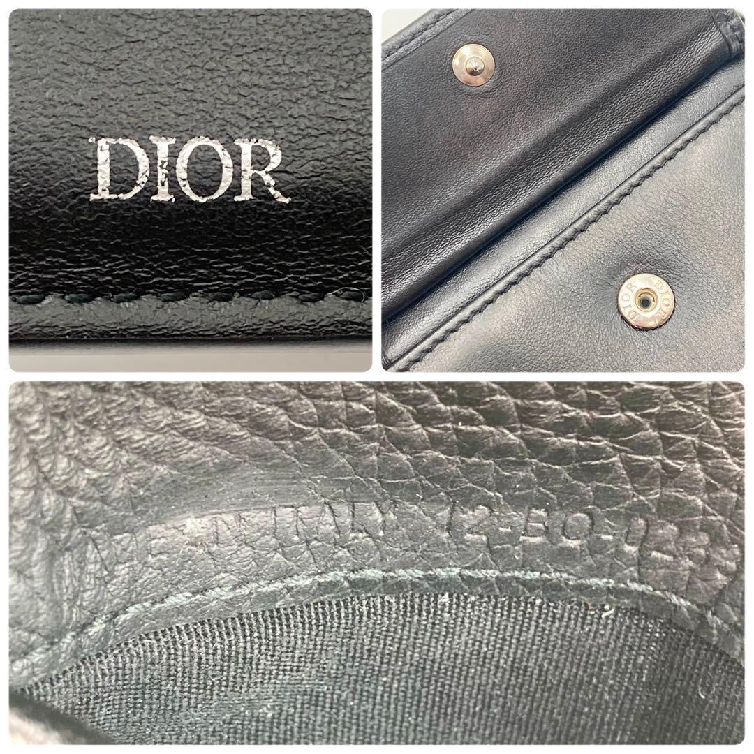 激レア！極美品✨ DIOR HOMME サドル 二つ折り財布 黒 レザー ロゴ