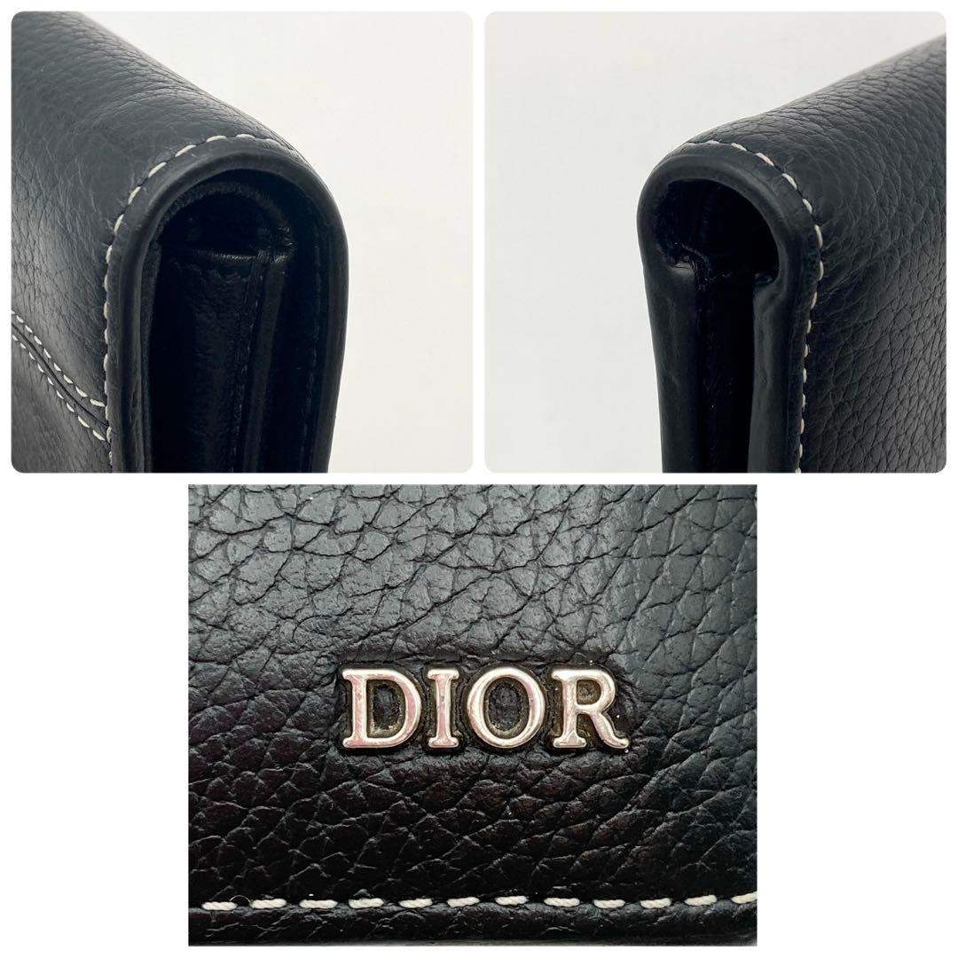 激レア！極美品✨ DIOR HOMME サドル 二つ折り財布 黒 レザー ロゴ