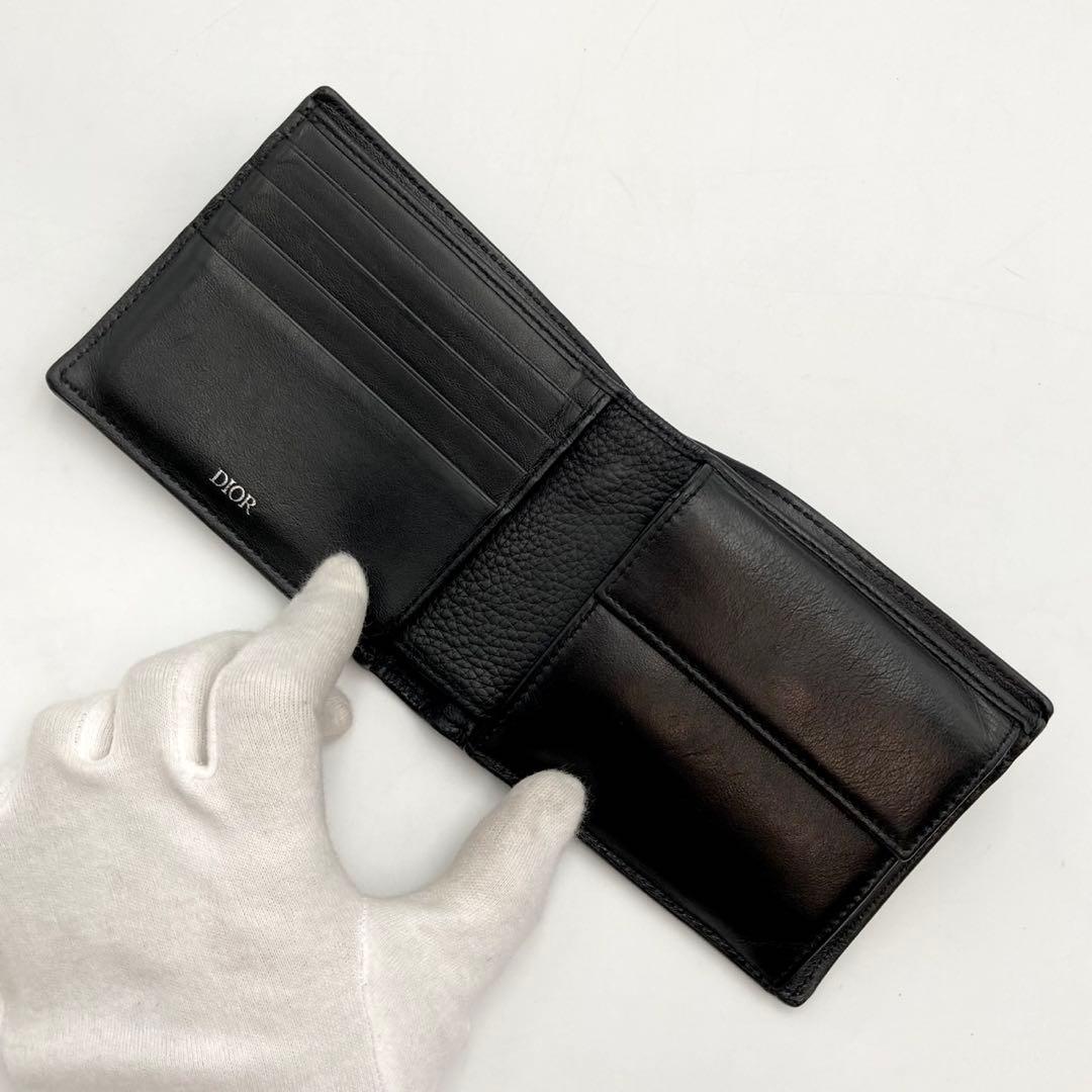 激レア！極美品✨ DIOR HOMME サドル 二つ折り財布 黒 レザー ロゴ