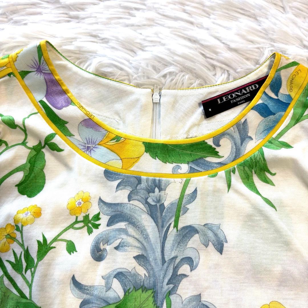 美品✨レオナール コットン100% 花柄 カットソー Tシャツ L レディース