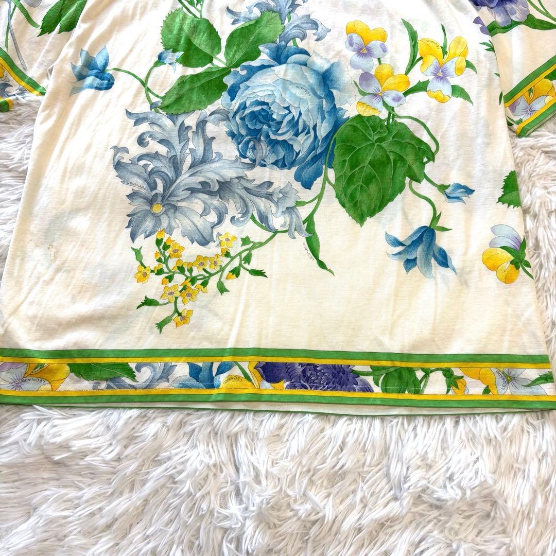 美品✨レオナール コットン100% 花柄 カットソー Tシャツ L レディース