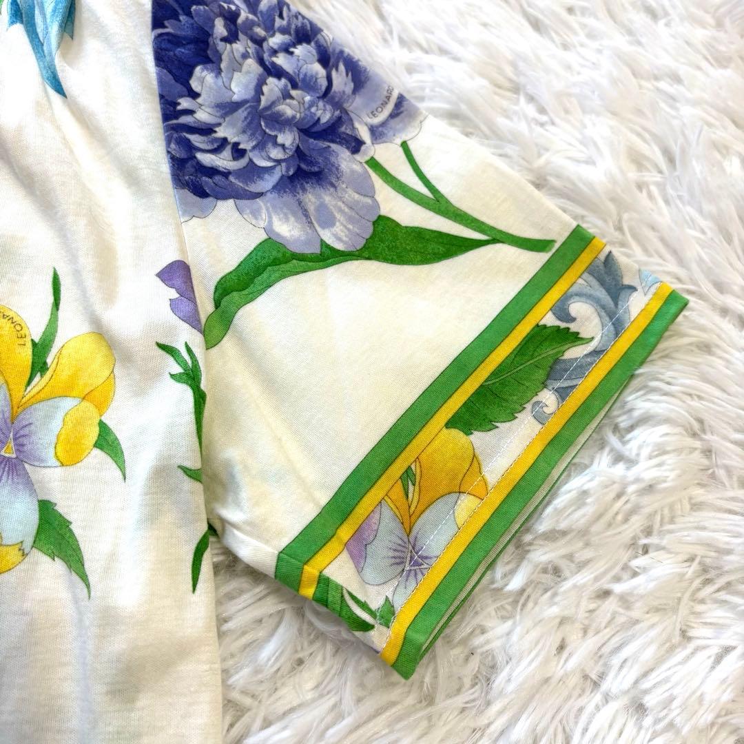 美品✨レオナール コットン100% 花柄 カットソー Tシャツ L レディース