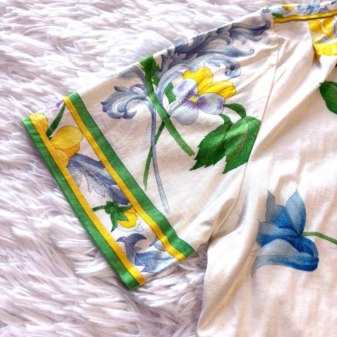 美品✨レオナール コットン100% 花柄 カットソー Tシャツ L レディース