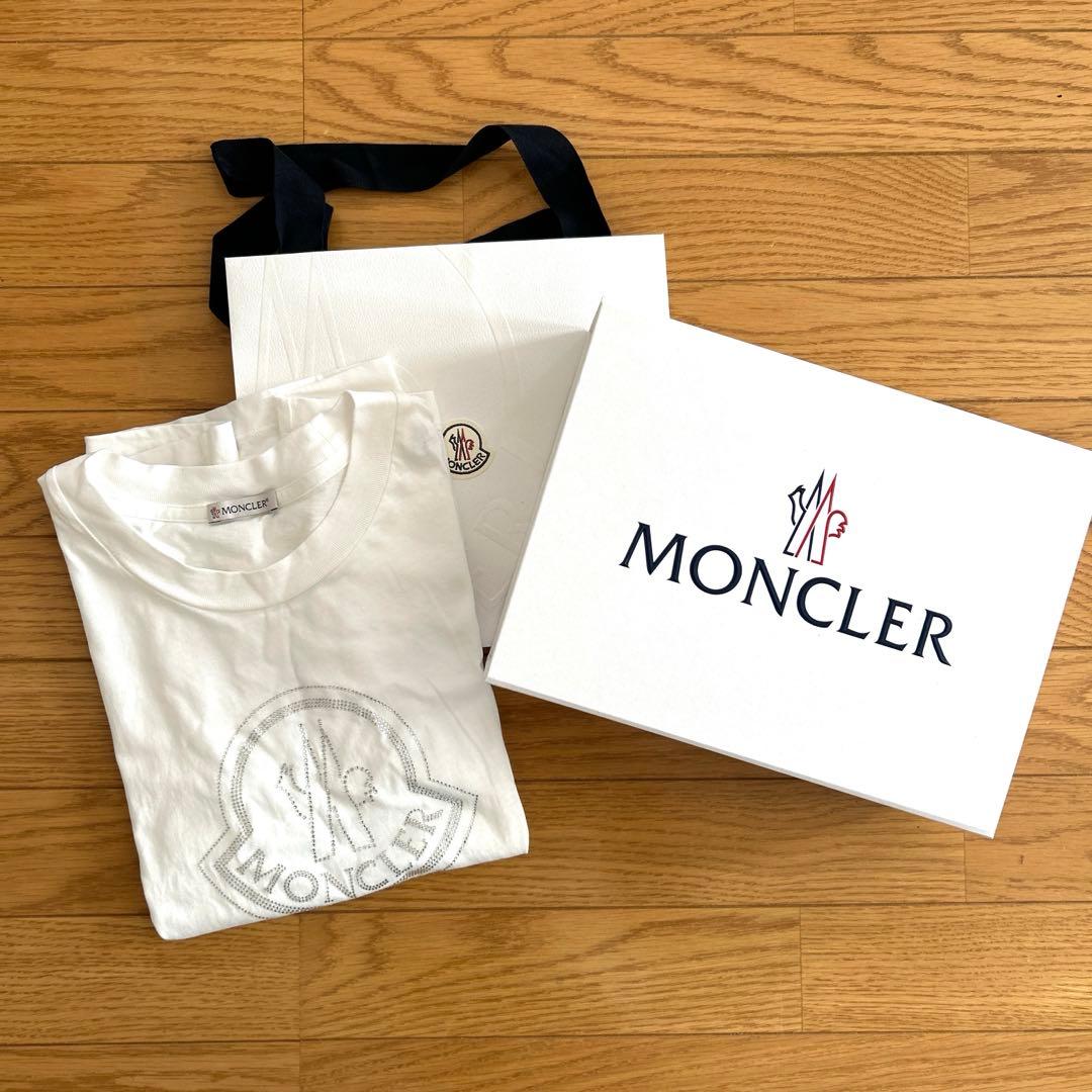 モンクレール　クリスタル　ロゴTシャツ 半袖　レディース　S ストーン