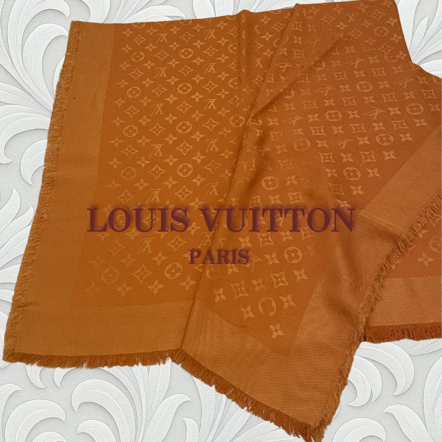 ルイヴィトン　LOUIS VUITTON モノグラム 大判ストール オレンジ