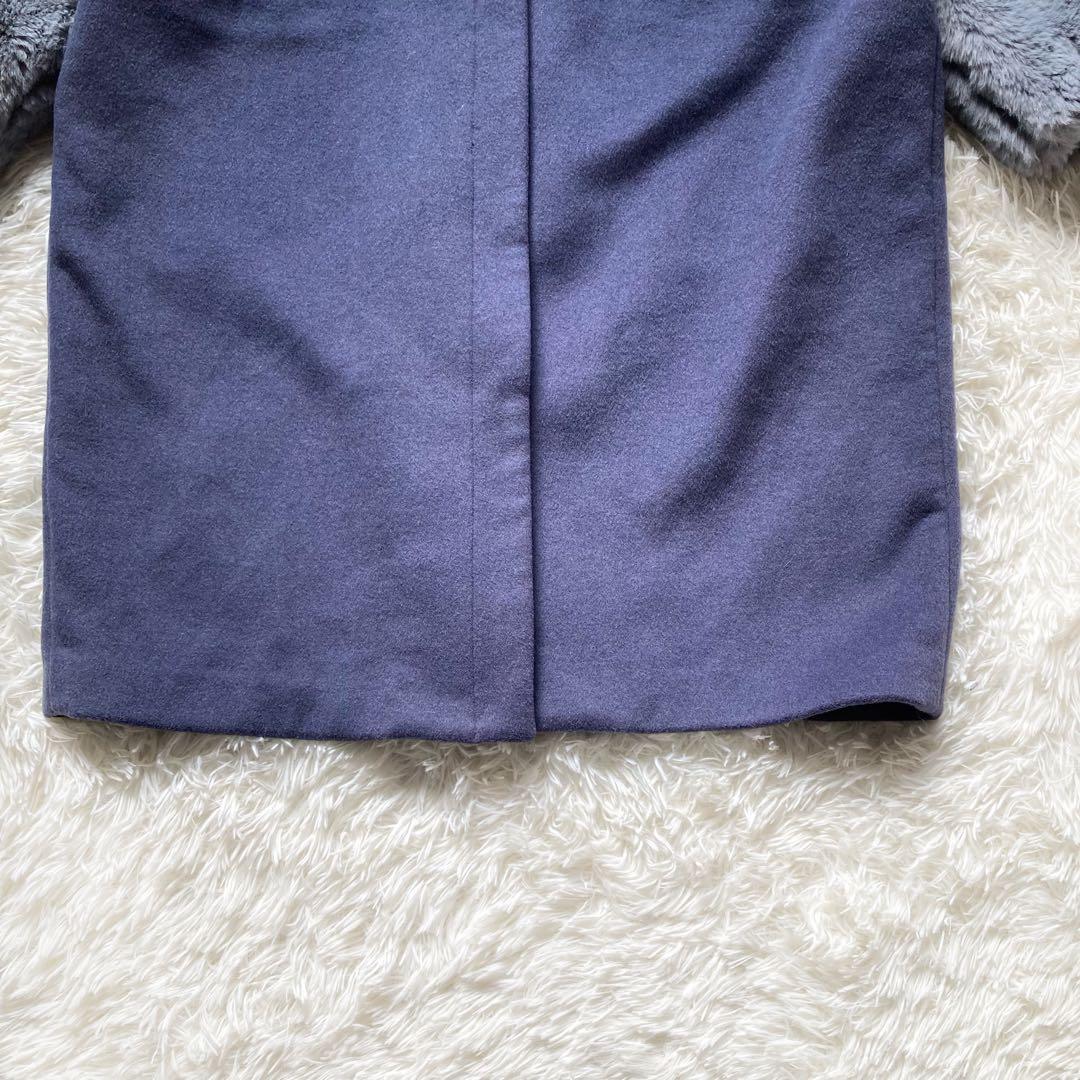 【美品】PAMEO POSE Mandarin Cocoon Coat ブルー