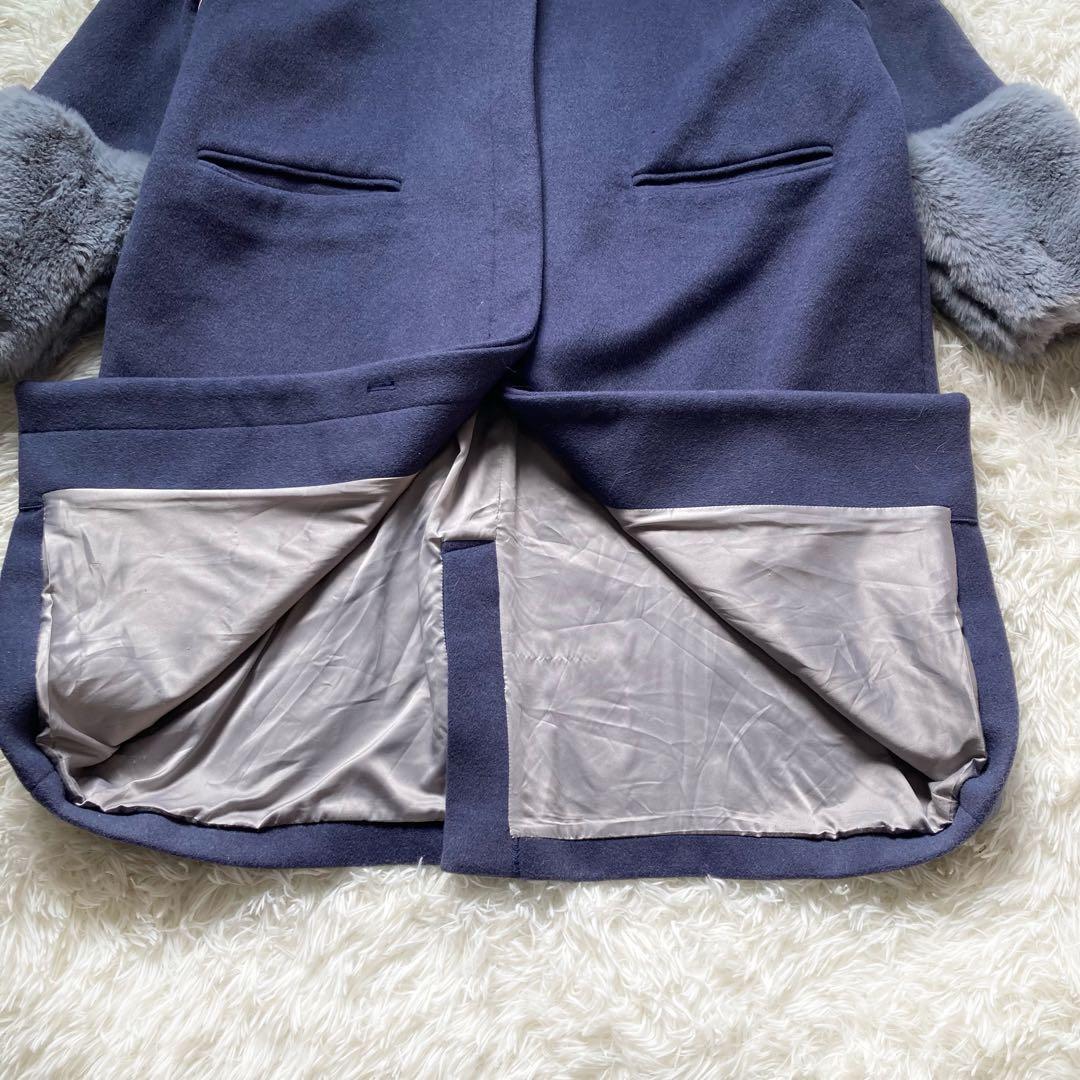 【美品】PAMEO POSE Mandarin Cocoon Coat ブルー