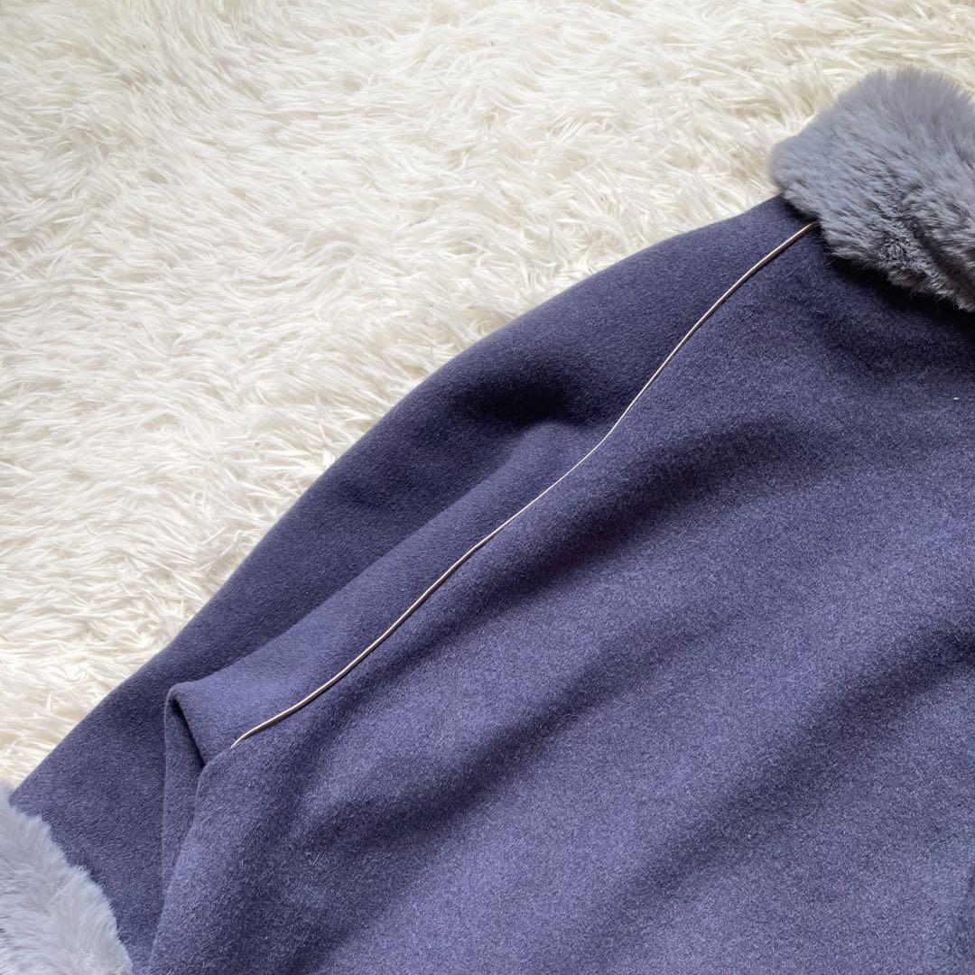 【美品】PAMEO POSE Mandarin Cocoon Coat ブルー