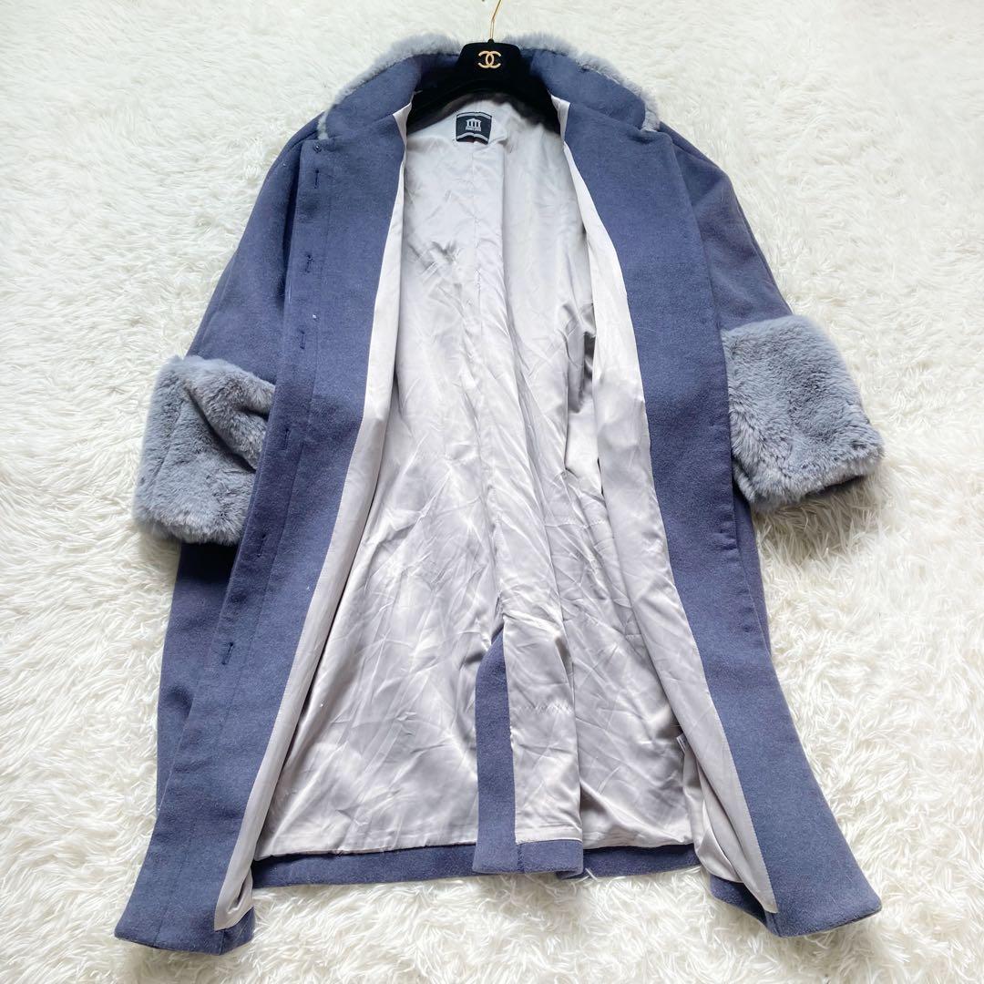 【美品】PAMEO POSE Mandarin Cocoon Coat ブルー