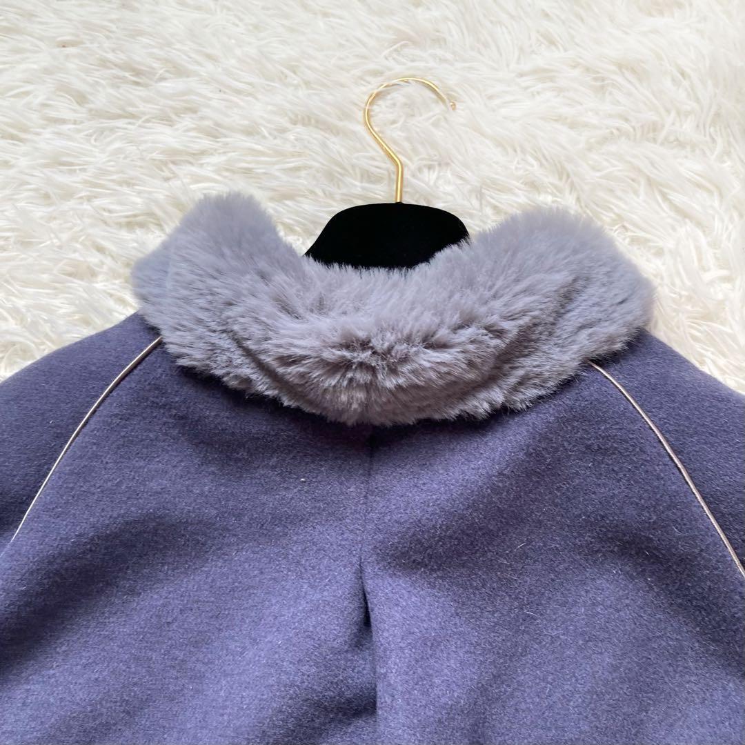 【美品】PAMEO POSE Mandarin Cocoon Coat ブルー