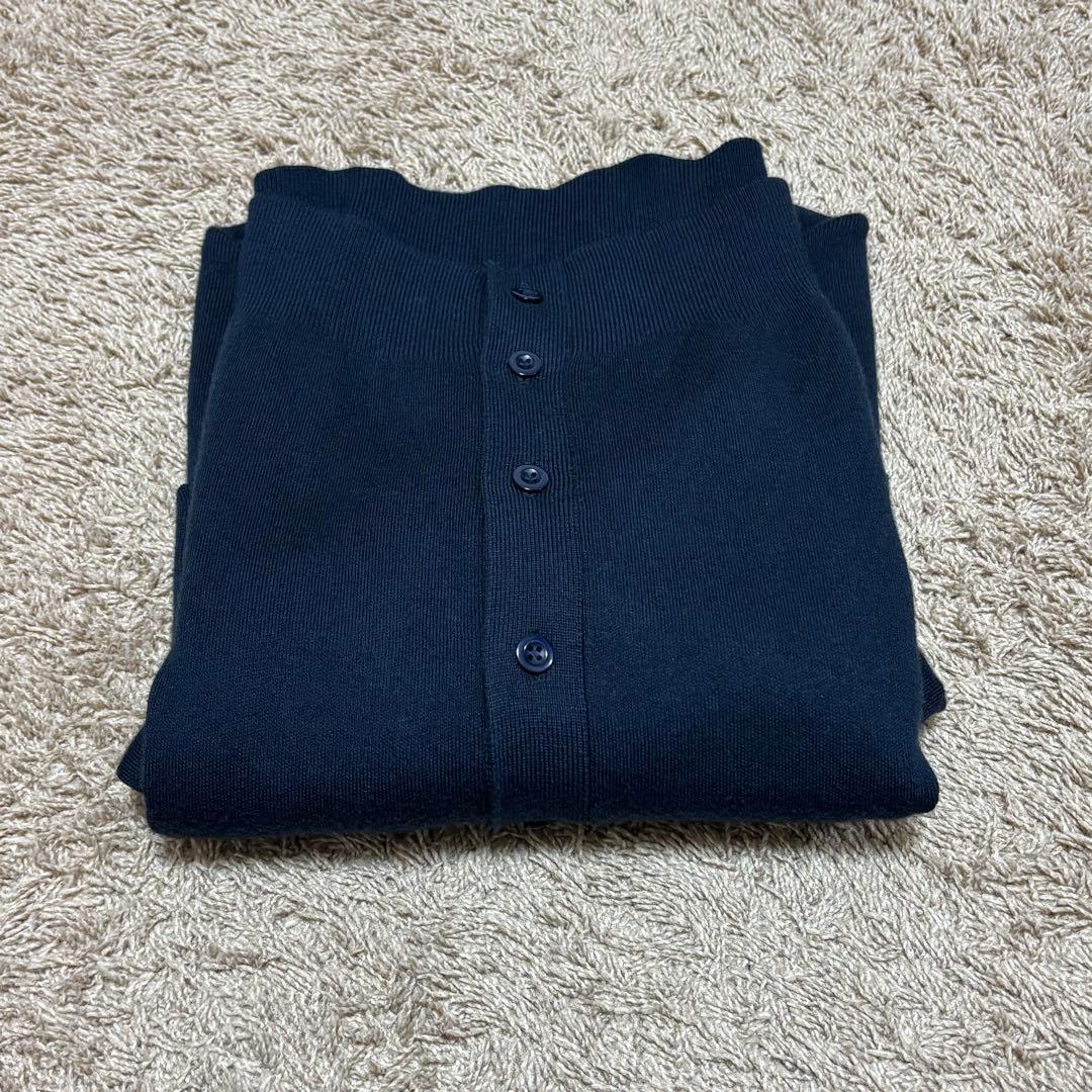 つーCABaN コットンカシミヤ クルーネックカーディガン　ネイビー