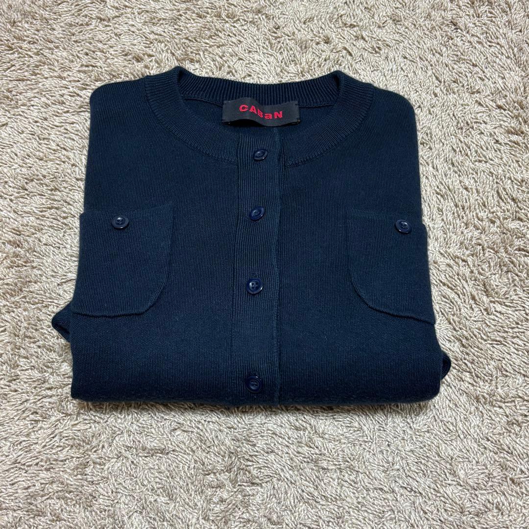 つーCABaN コットンカシミヤ クルーネックカーディガン　ネイビー