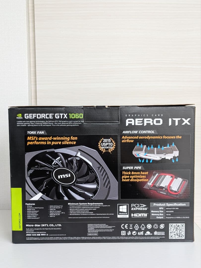 グラフィックボード・グラボ・ビデオカード MSI GeForce GTX 1060 AERO ITX 6G OC