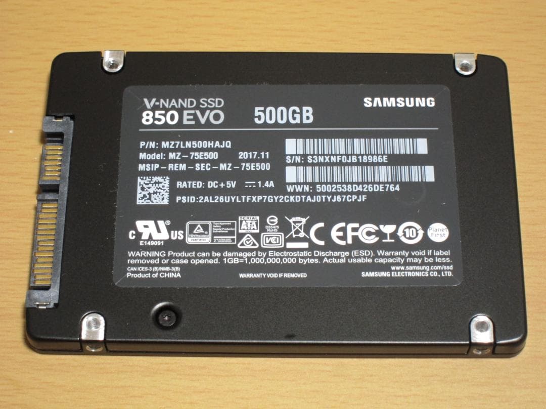 回数1237回・時間11357時間 SAMSUND 840EVO 500GB