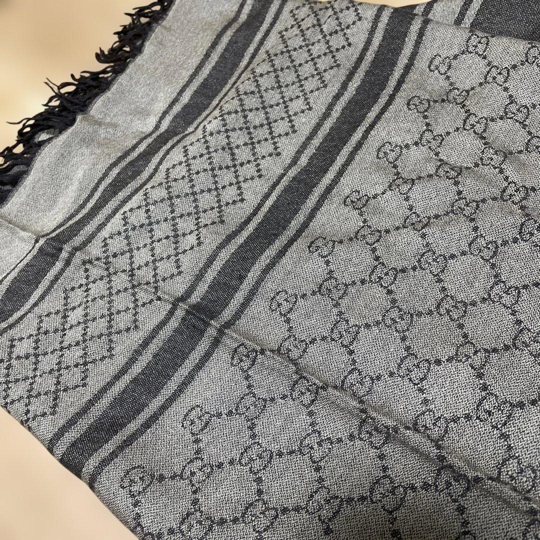 GUCCI GG柄 大判ストール フリンジ付き