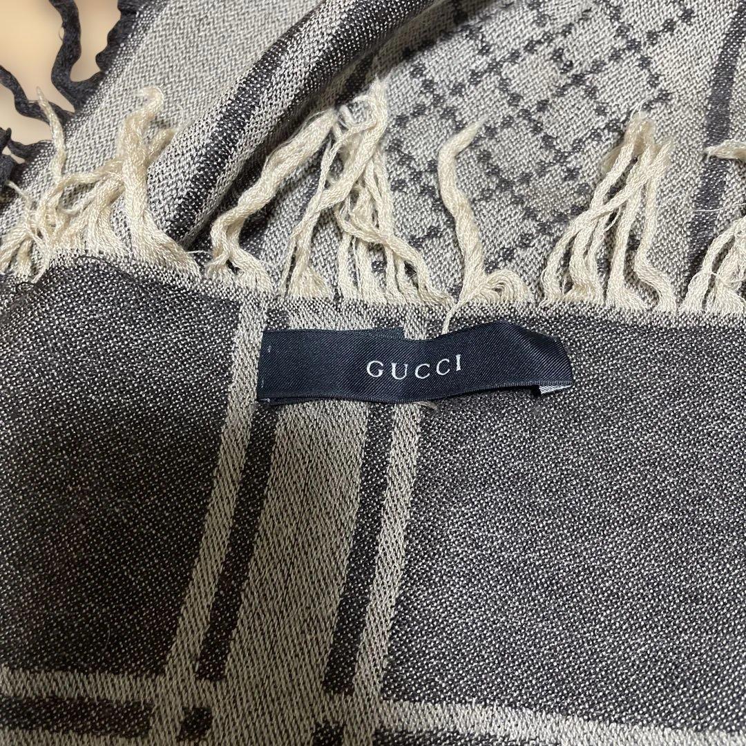 GUCCI GG柄 大判ストール フリンジ付き