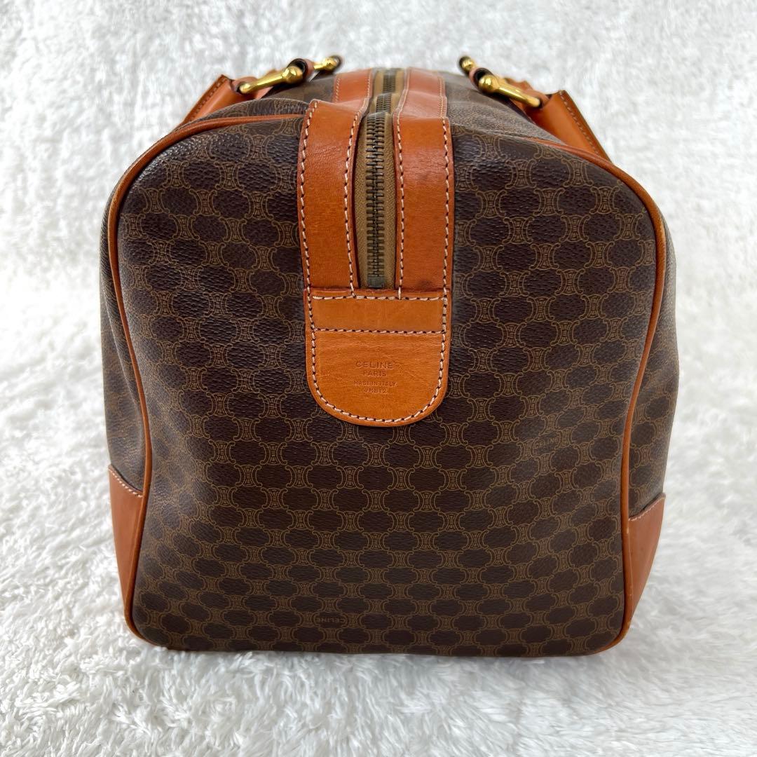 CELINE セリーヌ マカダム ボストンバッグ PVC×レザー 南京錠 大容量