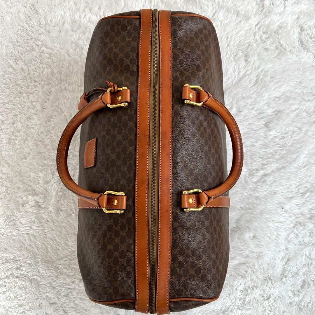 CELINE セリーヌ マカダム ボストンバッグ PVC×レザー 南京錠 大容量