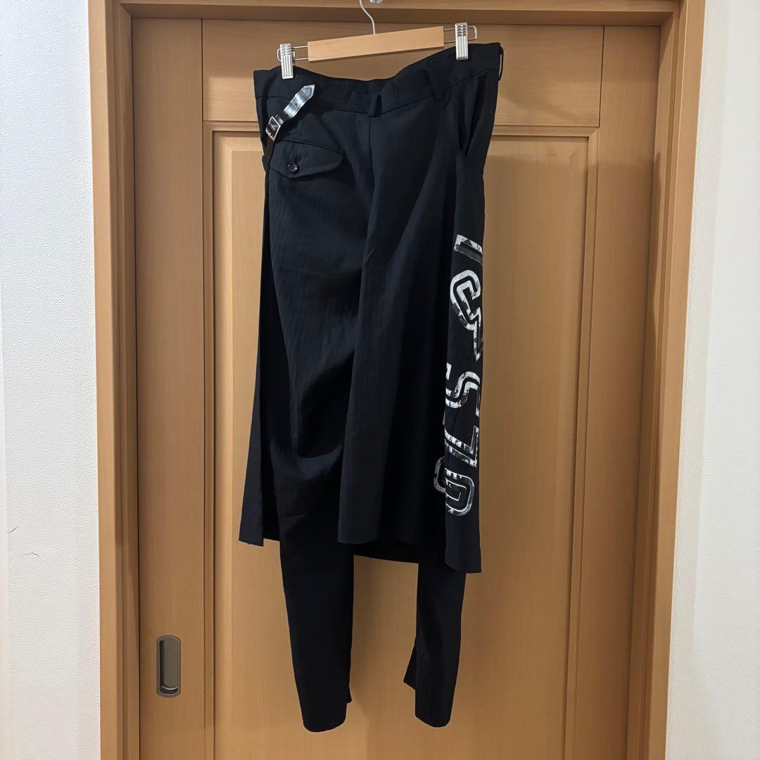 COMMEdesGARCONS BLACK ナンバープリントウールスカートパンツ