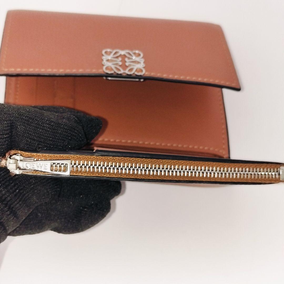 【美品】LOEWE アナグラム トライフォールド レザー ウォレット ブラウン