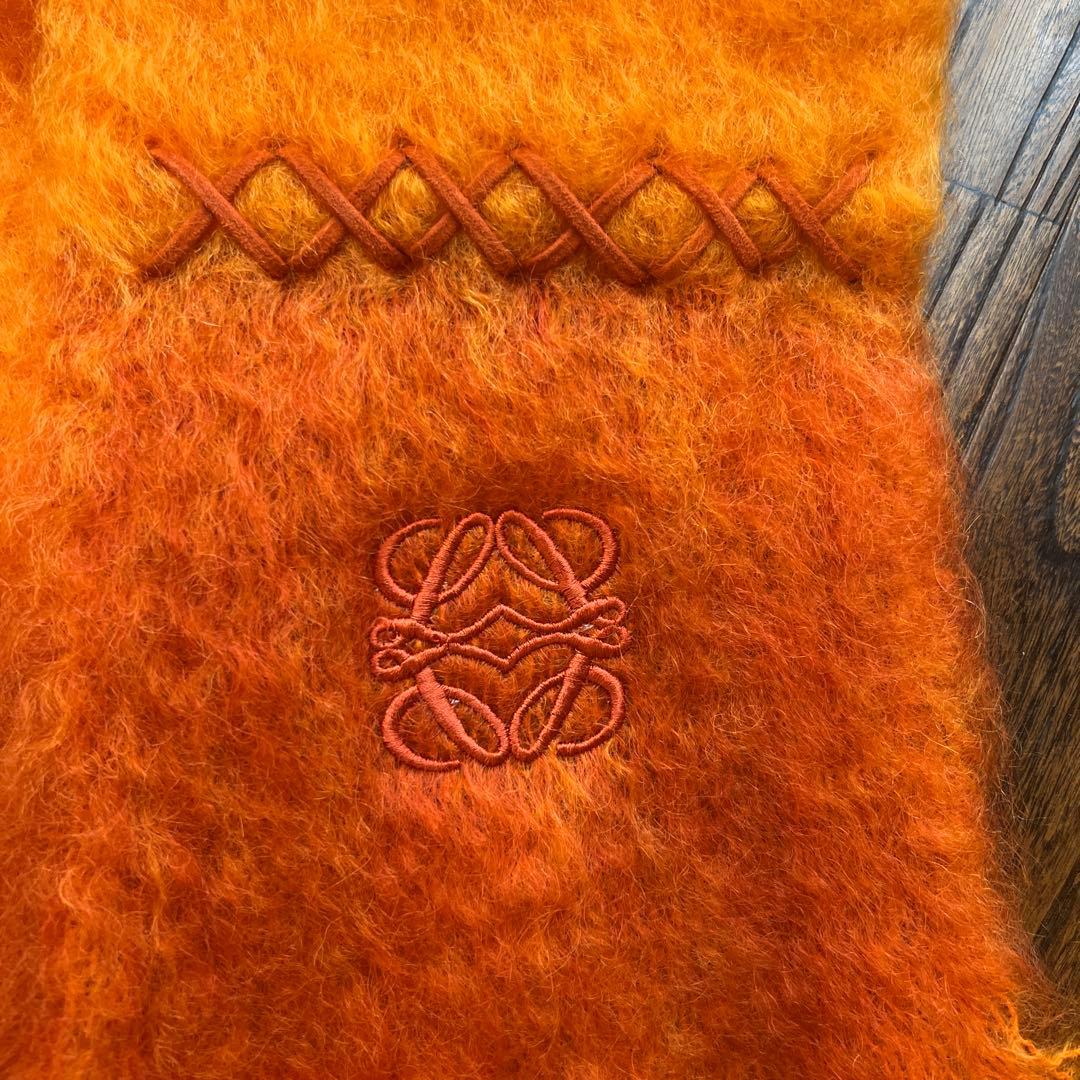 LOEWE ロエベ　オレンジ 編み込みマフラー