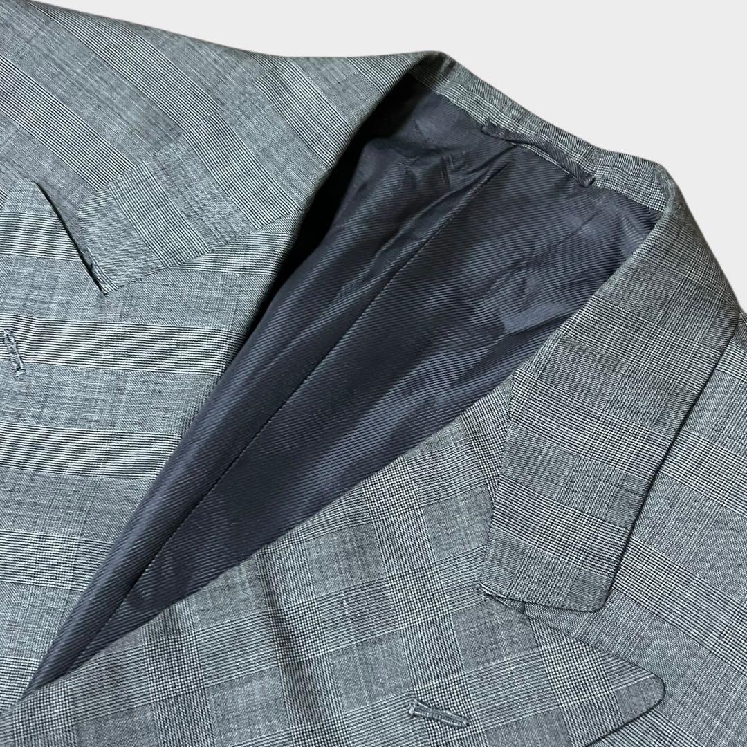 美品 KITON ダブル スーツセットアップ グレンチェック 灰色 Lくらい