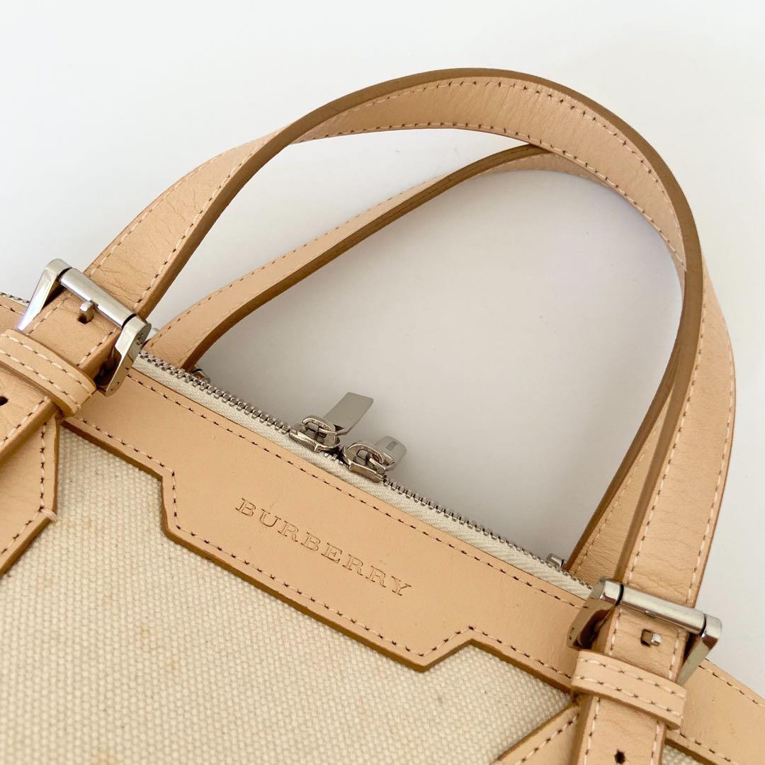 美品　Burberry キャンバス　ノバチェック　ミニボストンバッグ　ハンド