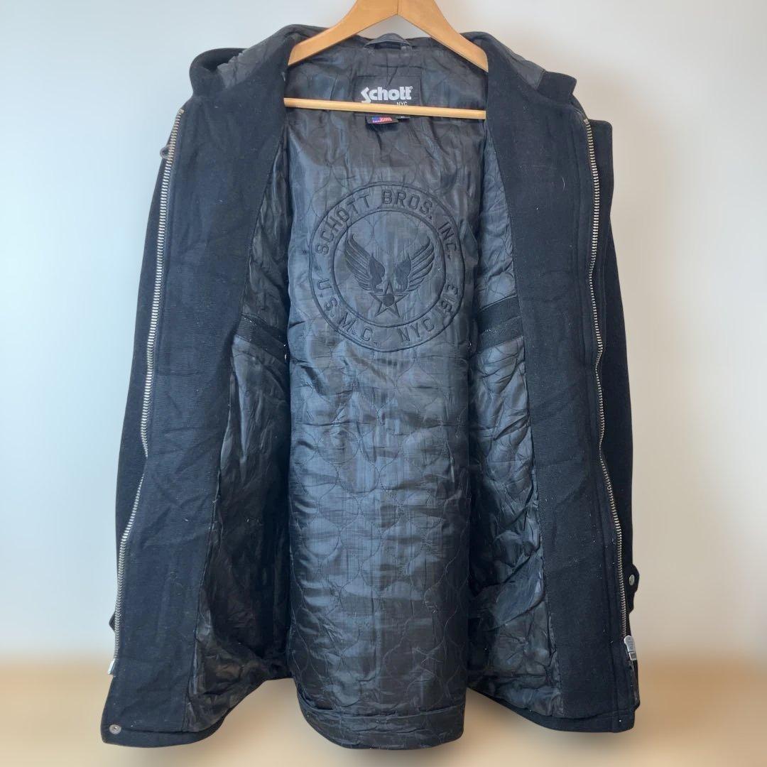 Schott ショット ブラック ダッフルコート T50m